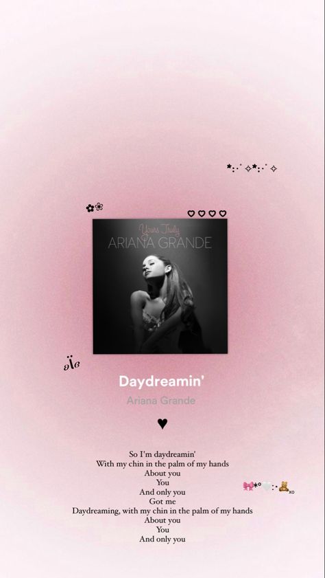 my edit🤍 #spotify #arianagrande #daydream #lyrics #pink #explore Daydreaming Ariana Grande, Pink Spotify Lyrics, Daydreaming Lyrics, Daydream Wallpaper, Ariana Music, Happy Birthday To Me Quotes, Ariana Grande Lyrics, Spotify Instagram, Music Poster Ideas