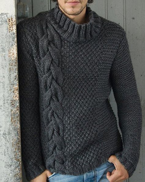 MADE TO ORDER Sweater aran men hand knitted sweater cardigan pullover men clothing handmade Crochet Men, Mens Knit Sweater, Vintage Cardigan Sweater, Knit Men, Knitwear Fashion, Knit Turtleneck Sweater, Wool Turtleneck, Hand Knitted Sweaters, Knitwear Men