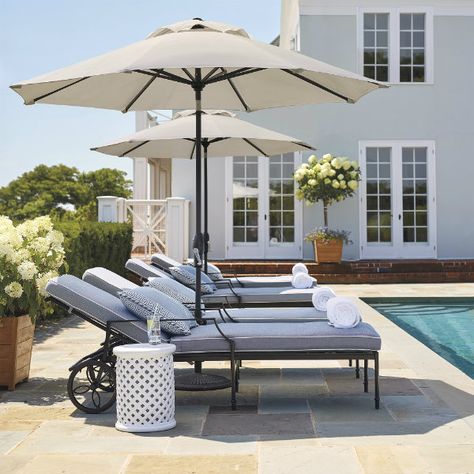 ciao! newport beach: hamptons style for summer Outdoor Makeover, Chaise Lounges, Aluminum Furniture, Outdoor Furniture Collections, Chaise Lounge Chair, Play House, Custom Upholstery, Cast Aluminum, Lounge Chairs