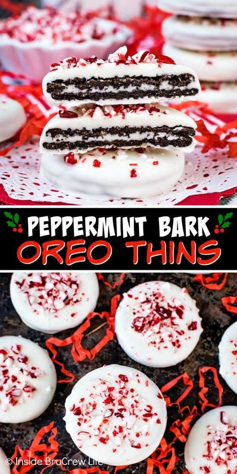 Cookies Dipped In White Chocolate, Paris Bakery, Peppermint Recipes, Oreo Thins, Oreo Cookies Dipped, No Bake Recipe, Christmas Easy, Christmas Baking Recipes, Easy Christmas Treats