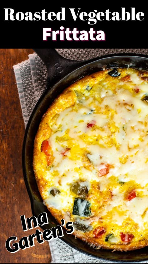 Roasted Vegetable Breakfast Casserole, Roasted Vegetable Quiche Recipes, Veggie And Cheese Frittata, Roasted Vegetable Quiche, Ina Garten Frittata Recipe, Zucchini Frittata Baked, Ina Garten Brunch Recipes, Fritata Recipe Oven, Ina Garten Breakfast Recipes