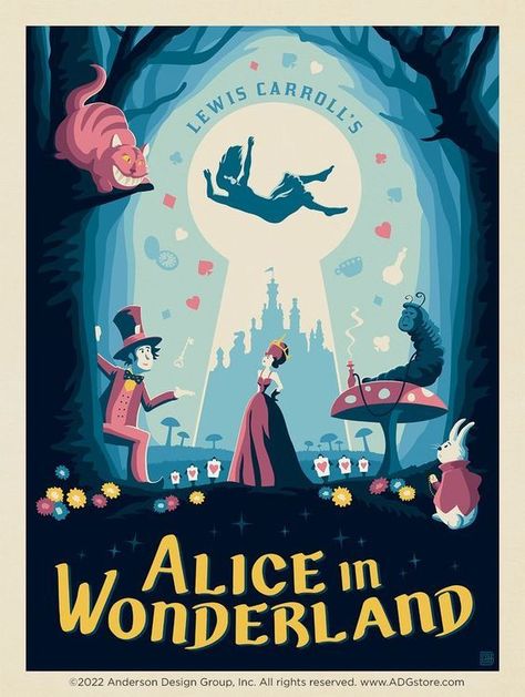 Alice In Wonderland Illustration, Alice In Wonderland Lewis Carroll, Alice In Wonderland Art, Victorian Literature, Alice In Wonderland Poster, Literary Classics, Alice In Wonderland Book, Anderson Design Group, Vintage Poster Design