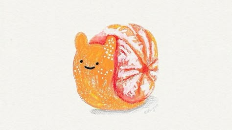 Widgets Drawing, Dark Academia Widget, Orange Doodle, African Land Snail, Snail Drawing, Snail Illustration, Orange Drawing, Orange Cartoon, Orange Illustration