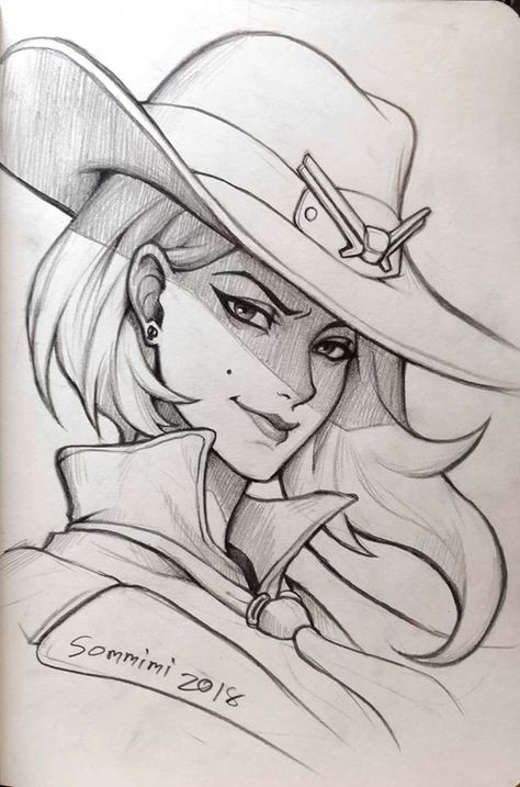 Ashe Overwatch, Overwatch Drawings, Claire Redfield, Girl Drawing Sketches, Overwatch Fan Art, Girly Drawings, Fan Art Drawing, Art Drawings Sketches Simple, Cool Art Drawings