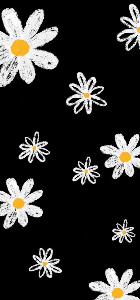 Cute Wallpaper Backgrounds Phone Wallpapers Black, Phone Backgrounds Flowers, Daisy Flower Wallpaper Black, Black Flowers Background, Daisy Lockscreen, Black Flower Background, Black Wallpaper Phone, Black Flowers Aesthetic, Black Flower Wallpaper