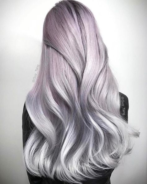 guy tang pearl hair Oh, @guy_tang. Giving us all the feels with this one! Created using @guytang_mydentity Silver Smoke and Dusty Lavender demo colors, with #Olaplex every step of the way of course. Guy's Tip: "Remember #HairBesties, the purist silvers have to be on a level 10 clean canvas! Hair Color Ombre, Ice Hair, Grey Hair Dye, Ombre Blond, Guy Tang, Silver Hair Color, Spring Hair Color, Lavender Hair, Fun Hair