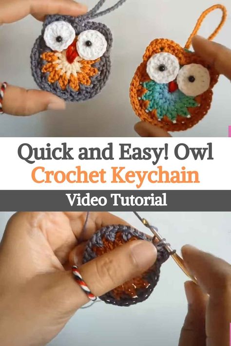 Owl Keychain Crochet, Crochet Acts Of Kindness Patterns, Crochet Pocket Hug Pattern, Random Acts Of Kindness Crochet Ideas, Easy Crochet Owl Pattern Free, Crochet Owl Keychain, Crochet Random Acts Of Kindness Patterns, Random Acts Of Crochet Kindness Free Patterns, Crochet Acts Of Kindness