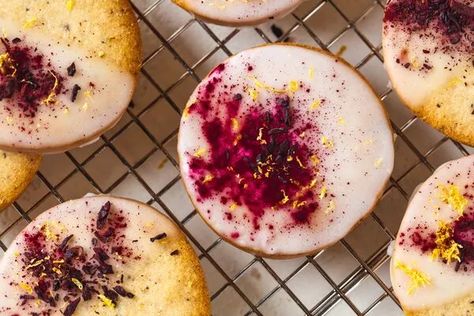 Dried Hibiscus Flowers, Lemon Flowers, Lemon Cookies, Baking Sheets, Lemon Zest, Hibiscus, Butter Cream, Food Processor Recipes, Dough