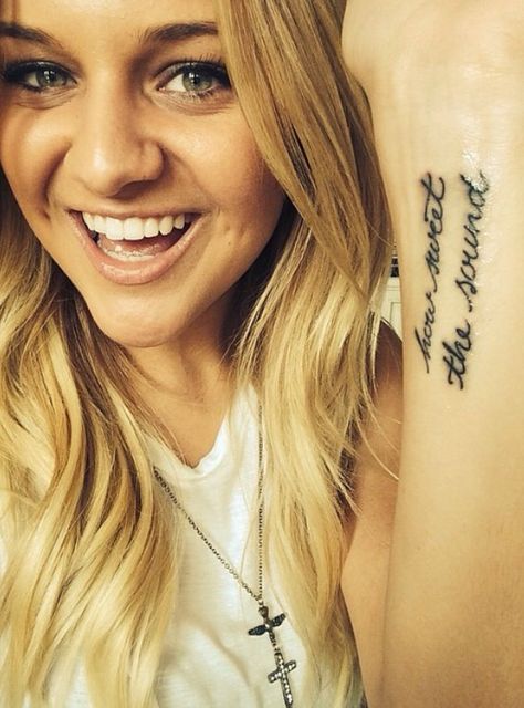 Kelsea Ballerini tattoo | How Sweet the Sound How Sweet The Sound Tattoo, Kelsea Ballerini Tattoo Ideas, Kelsea Ballerini Tattoo, Amazing Grace Tattoo For Women, Tennessee Tattoo Ideas Women, Country Music Tattoos For Women, Amazing Grace Tattoo, Country Music Tattoos, Tennessee Tattoo