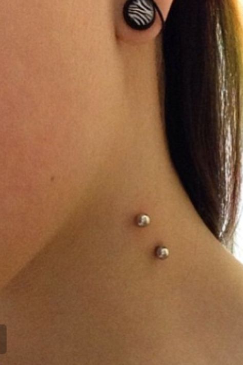 Neck piercing Neck Surface Piercing, Neck Percinings, Neck Dermal, Neck Piercing, Back Piercing, Back Piercings, Surface Piercing, Face Piercings, Dermal Piercing