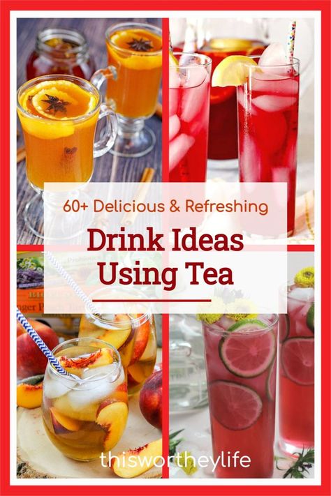 High Tea Drinks, Alcoholic Tea Drinks, Cold Tea Drinks, Tea Drinks Recipes, Flavored Tea Recipes, Tea Mocktail, Alcoholic Tea, Fruit Tea Recipes, Fruit Drinks Recipes