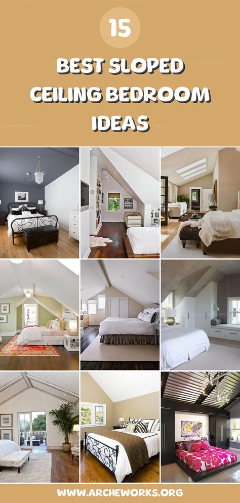 Sloped ceiling bedrooms bring character and charm, creating a cozy retreat like no other. Find inspiration for transforming angled spaces into serene havens. Slanted Roof Bedroom Accent Wall, Slope False Ceiling Design, Headboard Sloped Ceiling, Building Closet With Slanted Ceiling, Gable Roof Bedroom Interior, Painting Rooms With Sloped Ceilings, Slanted Ceiling Entryway, Built In Sloped Ceiling, Bedrooms With Slanted Ceilings Ideas