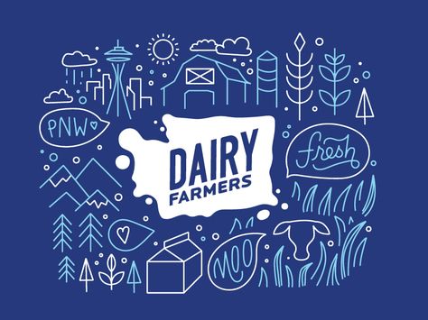 Dairy Farmers of Washington Mug Milk Bottle Illustration, Dairy Branding, Dairy Illustration, Package Designing, Christmas Branding, Milk Package, Dairy Free Lunch, Dairy Brands, Style Graphique