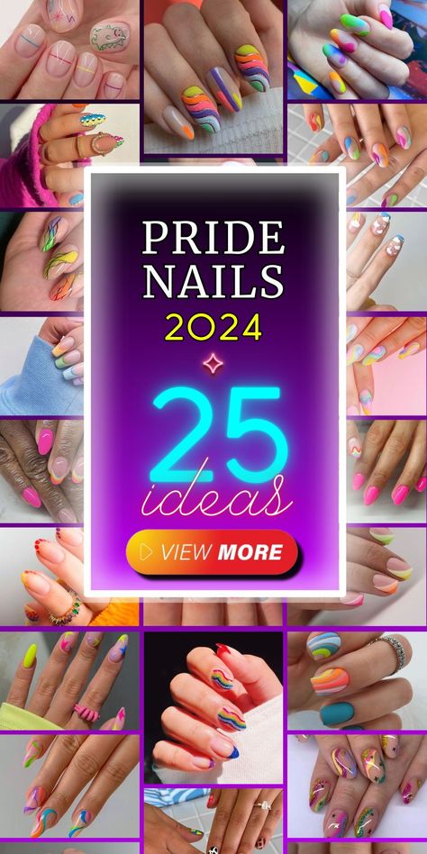 Let pride nails 2024 serve as your inspiration for a remarkable year in nail art. Explore a wide range of design possibilities, from whimsical Disney-themed art to chic pastel choices. Whether you opt for very short or medium-length nails, there's a design that's perfectly suited to your individuality and preferences. Pride Month Coffin Nails, Nail Art Pride Month, Gay Pride Nail Art, Pride Nails Ideas, Pride Month Nails 2024, Pride Gel Nails Short, Disney Pride Nails, Nails For Pride Month, Pride Nail Art Designs