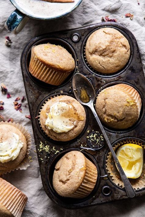 Grad Brunch, Lemon Ricotta Muffins, Chai Muffins, Healthy Meals Ideas, Chai Recipes, Ricotta Muffins, Whole Wheat Muffins, Saturday Brunch, Lemon Muffins