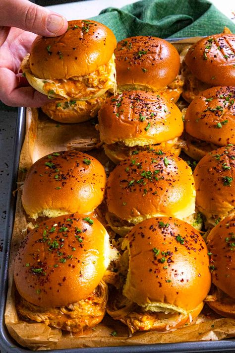 Buffalo Chicken Sliders Recipe Best Buffalo Chicken Sliders, Buffalo Chicken Sliders Crock Pot, Spicy Buffalo Chicken Sandwich, Buffalo Sauce Recipes, Grinch Themed Party, Southern Chicken Salad, Salad With Pickles, Buffalo Chicken Sliders Recipes, Spicy Buffalo Sauce