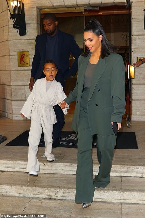 Styling Services, Kardashian Suit Outfit, Kim Kardashian Jumpsuit, Kim Kardashian In Suit, Kim K Tracksuit, Kim Kardashian Blazer, Church Fits, Kim Kardashian Outfits, Kim And Kanye