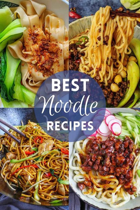 A collection of signature noodle dishes from various regional cuisines of China, each sharing the same level of deliciousness and a variety of flavor profiles. 2 Min Noodle Recipes, Chinese Noodle Dishes, Chinese Dishes Recipes, Japanese Noodle Dish, Chinese Noodle Recipes, Teriyaki Noodles, Fried Recipes, Asian Noodle Dishes, Digital Cookbook