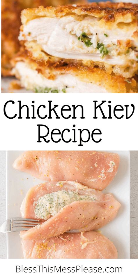 Chicken Kiev is a dish featuring tender chicken breast filled with a buttery and flavorful center, coated in a crispy breadcrumb crust. Filled Chicken Breast Recipes, Chicken Keiv Recipe, Baked Chicken Kiev, Chicken Kiev Recipe, Bread Crumbs Recipe, Chicken Kiev, Chicken Breast Recipes Baked, Garlic Herb Butter, Tender Chicken Breast