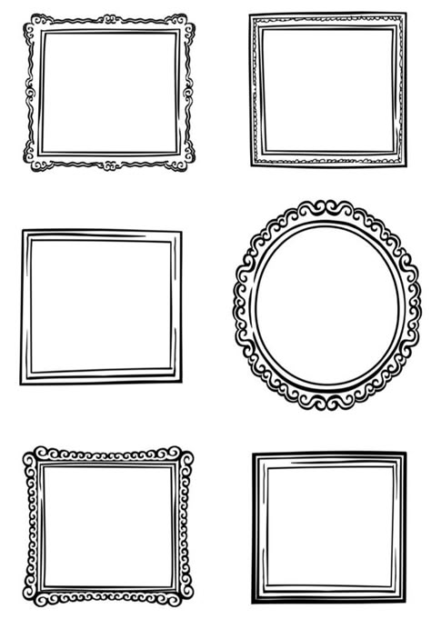 Frames Ideas Drawing, Picture Frame Drawing, Frame Printable, Frame Drawing, Doodle Frame, Drawing Frames, Borders And Frames, Scrapbook Stickers, Tim Burton