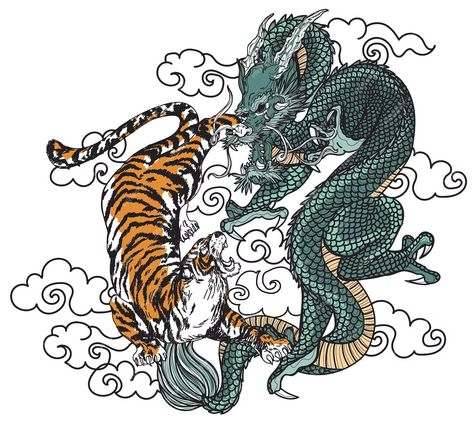 Premium Vector | Tattoo art tiger and dargon hand drawing and sketch Tiger Vs Dragon, Tiger Sketch, Vector Tattoo, Baby Tiger, Dragon Drawing, Hand Drawing, Dragon Tattoo, Tattoo Art, Pin Collection