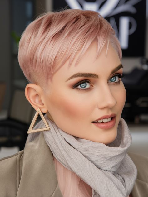 27 Winter Haircuts for Plus Size Women 2024-2025: Stylish Ideas for Every Face Shape Pixie Haircuts For Oval Faces, Pixie Color, Cropped Pixie, Winter Haircuts, Winter Hairstyle, Platinum Blonde Pixie, Short Cropped Hair, Haircuts 2024, Cut Layers