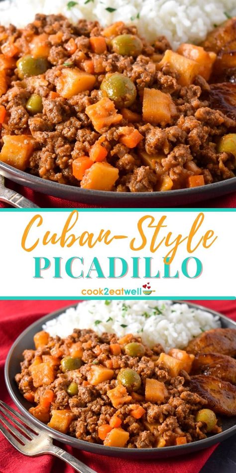 Cuban Picadillo, Picadillo Recipe, Cuban Dishes, Boricua Recipes, Cuban Cuisine, Spanish Dishes, Ground Beef Recipes For Dinner, Cuban Recipes, Recipes Quick