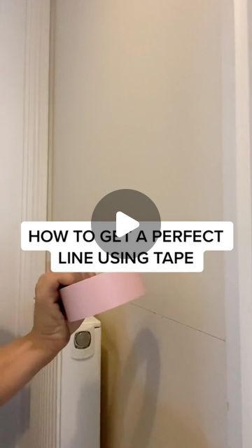 Charlotte Allen on Instagram: "⭐️⭐️HOW TO GET THE PERFECT LINE USING TAPE⭐️⭐️  Here’s my method for getting that crisp perfect straight line when using tape 😁   If your nervous about the tape pulling of the base colour, just do a test patch 👍 usually this happens if tape is too sticky which is why I use sensitive painters tapes, but it can also happen if your base paint hasn’t adhered to the surface properly.  So always leave at least 24hours before taping up 🙏   Oh and has anyone else had issues with Farrow and Ball when using tape?? Even with sensitive tapes I’ve found it doesn’t work 🤦‍♀️   Anyway, with good prep and not rushing, this works for me 🙌   #howtodecorate #diyhome #painterstape #featurewall #hallwaytransformation #housemakeover #hometransformation #diyrenovation" Wall Paint Patterns With Tape, Tape Stencil Diy Patterns, How To Paint Straight Lines On A Wall, 3 Walls One Color 1 Another, How To Tape Straight Lines On A Wall, How To Tape Walls Before Painting, Masking Tape Wall Paint, Tape Painting Wall, Wall Tape Designs