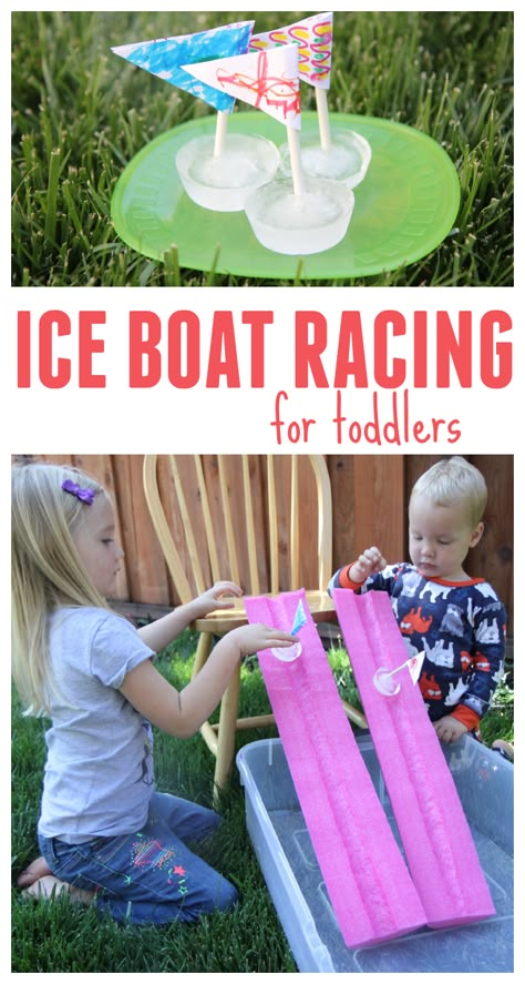 Toddler Approved!: Ice Boat Racing for Toddlers River Theme Preschool Activities, Summer Sensory Activities Toddlers, Toddler Pirate Activities, Pirate Stem Activities, Preschool Transportation, Pirate Flags, Transportation Preschool, Boat Racing, Summer Preschool