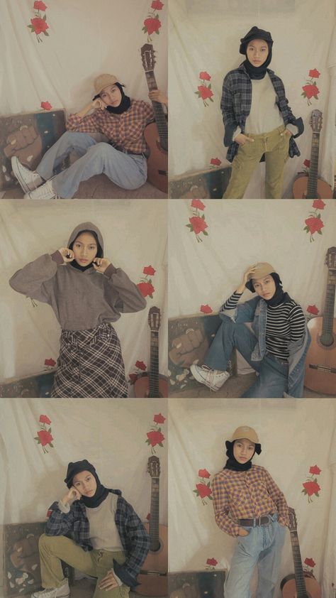 Retro Ootd Ideas, Retro Ootd Hijab, Ootd 90s Hijab, Style Vintage Hijab, Ootd Vintage 90s Hijab, Ootd 90s Style Hijab, 90s Poses Ideas, Ootd Hijab Vintage Style, Ootd Retro 90s