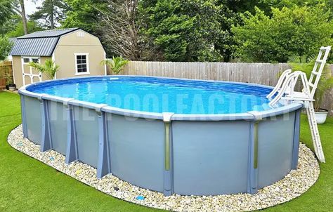 Saltwater Aurora Oval Pool Oval Pool Ideas, Above Ground Oval Pool Ideas, Oval Swimming Pool, Oval Above Ground Pools, Oval Pool, Above Ground Pools, Ground Pools, Pool Sizes, Above Ground Swimming Pools