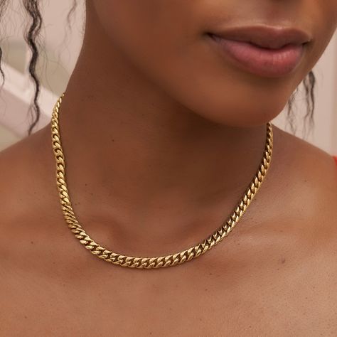 The Miami Cuban - 5mm chain is a GLD classic. Match with your favorite chains and pendants for a timeless stack. Perfect for everyday wear or to add some extra drip to your little black dress, either way you're sure to get some much deserved attention. This product is guaranteed for life - GLD will repair the item should you experience any defects in craftsmanship or breakage. Specifications - Length: 16", 18" & 20" - Width: 5mm - Weight: (Weight can vary +/- 5 grams) Gold Plated: - 16": 20 gram