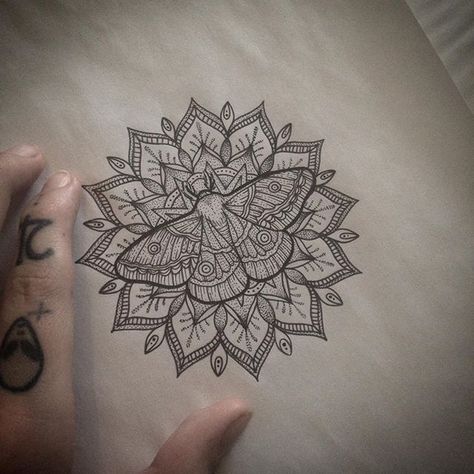 Mandala Moth Tattoo, Moth Mandala Tattoo, Moth Mandala, Wrist Tatoo, Drawing Mandalas, Tattoo Ideas Inspiration, Tatoo Inspiration, Angel Nails, Tattoo Mandala