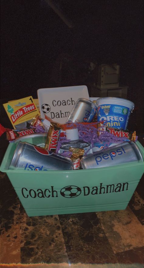 Coach Christmas Gift Ideas, Soccer Gift Basket, Coach Gift Basket, Soccer Coach Gift Ideas, Coach Christmas Gifts, Soccer Ideas, Soccer Coach Gifts, Soccer Coach, Soccer Gifts