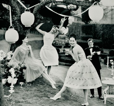 Pleasures were simple then, and it didn’t take much for an alfresco summer party to become a dance: a back garden, some paper lanterns, a record player and a rack of good discs. Description from pinterest.com. I searched for this on bing.com/images Henry Clarke, Chic Birthday Party, Vintage Garden Parties, Chic Birthday, Summer Garden Wedding, Black N White Images, Vintage Party, White Picture, Black And White Pictures