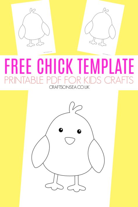 Baby Chicks Crafts Preschool, Chick Bulletin Board Ideas, Chick Crafts For Preschoolers, Chick Crafts For Toddlers, Chicken Printables Free, Baby Chick Craft, Chicken Activities For Toddlers, Chick Template Free Printable, Easter Chick Template