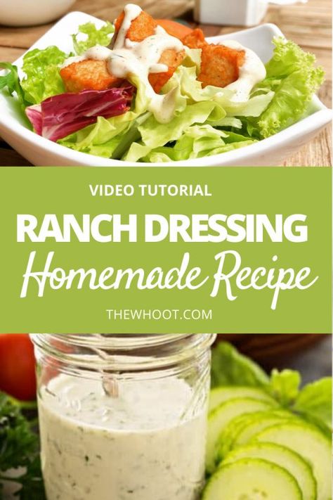 Homemade Ranch Dressing Recipe {Video} | The WHOot Easy Ranch Dressing, Homemade Ranch Dressing Mix, Ranch Dressing Recipe Homemade, Advocare Recipes, Candida Recipes, Ranch Dressing Recipe, Ranch Recipe, Homemade Ranch Dressing, The Whoot