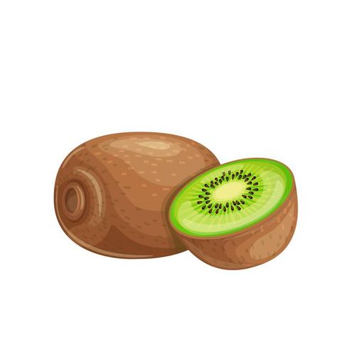 Kiwi fruit in cartoon style. | Premium Vector #Freepik #vector #food #cartoon #fruit #flat Kiwi Cartoon Cute, Kiwi Cartoon, Kiwi Vector, Fruit Doodle, Watermelon Vector, Ice Cream Cartoon, Kiwi And Banana, Mochi Cake, Fruit Clipart