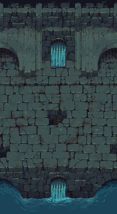 The Iron Oath - Turn Based Tactical RPG — Here’s the first completed tile for a sewer... Pixel Art Game Design, Dungeon Pixel Art, Pixel Art Dungeon, Pixel Art Map, Pixel Dungeon, Pixel Texture, Pixel Art Landscape, Kare Kare, Piskel Art