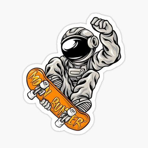 Skateboarding Stickers, Astronaut Cartoon, Skate Stickers, Skateboard Stickers, Skater Boy, Cartoon Stickers, Cool Store, Skater Style, Kawaii Drawings