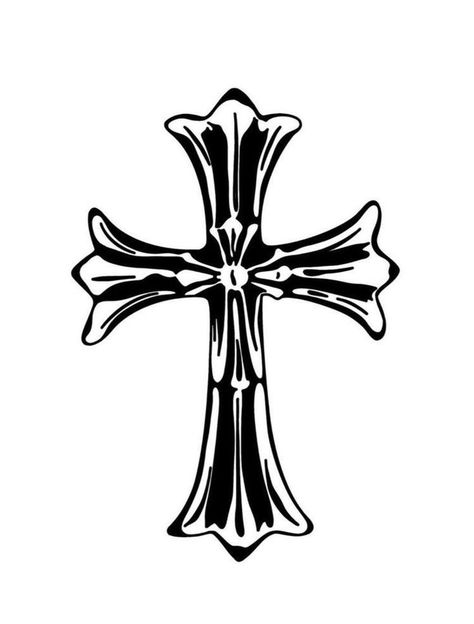 Chrome Cross Drawing, Chrome Hearts Tattoo Design, Chrome Tattoo Designs, Heart Cross Tattoo, Chrome Hearts Tattoo, Chrome Tattoo, Background Cross, Cross Drawing, Cross Tattoo Designs