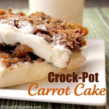 This recipe for Crock-Pot Carrot Cake With Cream Cheese Frosting is not only delicious and moist but is easy to whip up. Don't heat up the kitchen, bake in the crock! Crockpot Desserts, Fat Food, Moist Carrot Cakes, Crock Pot Desserts, Slow Cooker Desserts, Cream Cheese Frosting Recipe, Delectable Desserts, Crockpot Dishes, Health Desserts