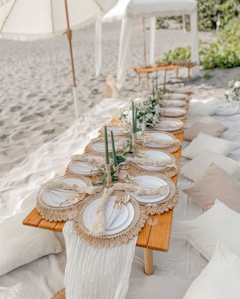 coastal charm picnic 🧺💚 Our clients love creating beautiful memories with perfect beachside setups 🤍. They are intimate, beautiful & unforgettable 😍. Beach Table Set Up, Coastal Cowgirl Picnic, Greek Weddings, Beach Dinner, Beach Table, Beach Lunch, Greek Wedding, Coastal Charm, Table Set Up