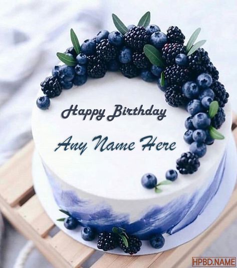 Create beautiful blueberry cake with name editing, unique name on beautiful blueberry birthday cake created and shared for free from hpbd.name. They look so delicious and there's nothing better that you can write your name on this cake. We always try to share the cake as real as possible. Send names on this birthday cake and make birthdays of friends and relatives even more special. Happy Birthday Cake Writing, Write Name On Cake, Happy Birthday Cake With Name, Birthday Cake Write Name, Torte Creative, Birthday Cake With Name, Birthday Cake Writing, Happy Birthday Cake Photo, Birthday Wishes With Name