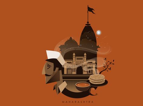 MAHARASHTRA by Dipesh Maharashtra Illustration Art, Maharastra Culture Illustration, Maharashtra Culture Illustration, Pune Illustrations, Maharashtra Din Creative, Marathi Illustration, Maharashtra Drawing, Maharashtra Day Creative, Maharashtra Illustration