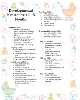 Free Developmental Milestone Chart: 12- to 15 months 15 Month Milestones, 15 Month Old Milestones, Developmental Milestones Chart, Baby Development Chart, 12 Month Milestones, Baby Milestone Chart, Milestone Chart, Childcare Ideas, Psychology Notes