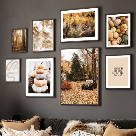 Autumn Pumpkin Village Leafs Road Abstract Line Wall Art Canvas Painting Nordic Posters And Prints Wall Pictures For Living Room Cabin Theme Living Room, Autumn Wall Prints, Autum Wall Art, Autumn Wall Art Free Printables, Woodland Living Room, Pictures For Kitchen Walls, Fall Gallery Wall Printables, Autumn Living Room, Photowall Ideas