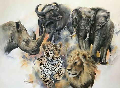 South Africa Big 5 Animals, Africa Big 5, Big 5 Animals, South Africa Wildlife, Prehistoric Mammals, Engraving Patterns, Wild Animal Wallpaper, Animal Wallpapers, Africa Wildlife