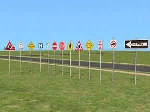 Mod The Sims - Traffic Sign Collection Build Mode Cc, Asteroid City, Pedestrian Crossing, Traffic Sign, Cc Shopping, Traffic Lights, Sims Builds, 4th Street, Stop Sign