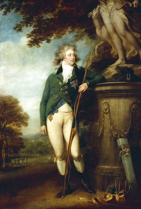 HRH George IV, painted in 1791 by John Russell  wearing the uniform of the Royal Kentish Bowmen Archery Art, Hanoverian Kings, King George Iv, Historical Portraits, Scarlet Pimpernel, Men Portrait, John Russell, 18th Century Portraits, Royal Collection Trust